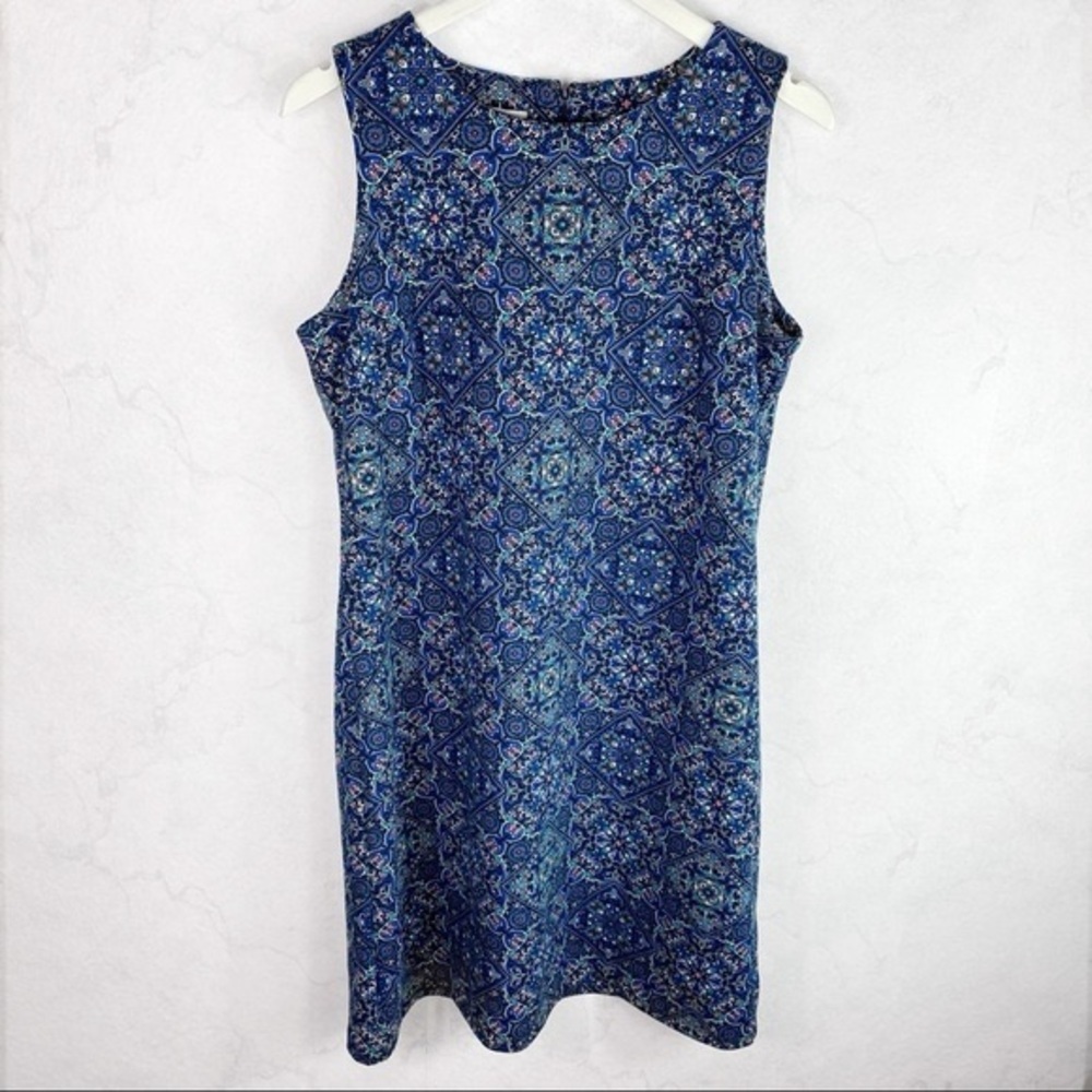 Talbots Blue Patterned Midi Dress